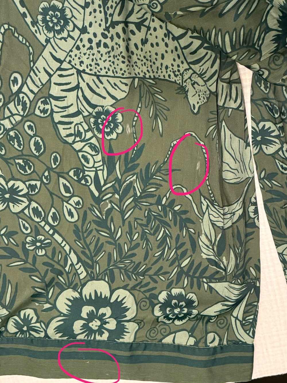 Farm Rio x Anthropologie Satin Green Floral Jungle Print Pants Size Small - Picture 8 of 10
